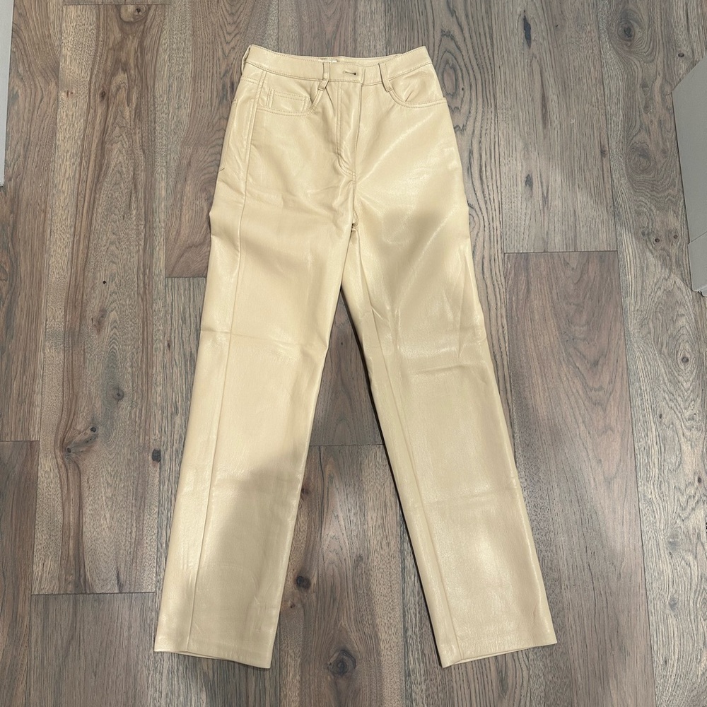 Aritzia Leather Pants Beige